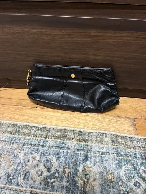 Corrente Brooklyn NYC Y2K Black Leather Wristlet Clutch