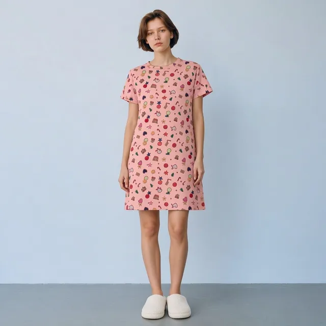 Joyspun Pink Candy Print Short Sleeve Sleep Shirt