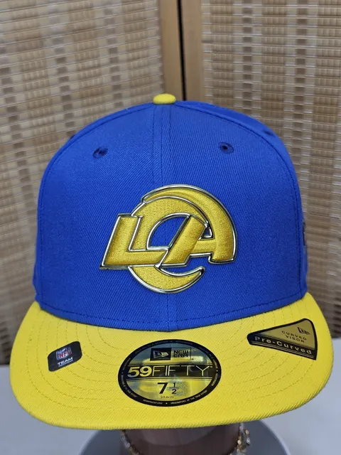 New Era Los Angeles Rams 59FIFTY Fitted Hat Royal Yellow Size 7 1/2