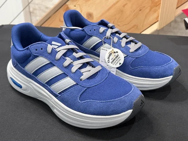 Adidas Cloudfoam Cuxxion-80S Size 10.5 Wide Blue Sneakers