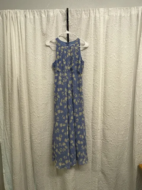 Chadwick's Floral Halter Jumpsuit Size 4P Blue Yellow Sleeveless Pleated