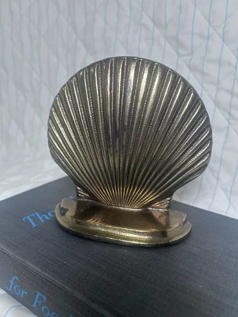 Vintage Brass Scallop Shell Bookend Single Heavy Metal Decor