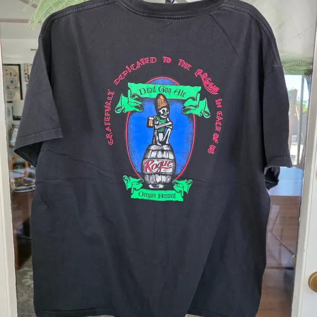 Rogue Dead Guy Ale T-Shirt Size XL Black Graphic Tee