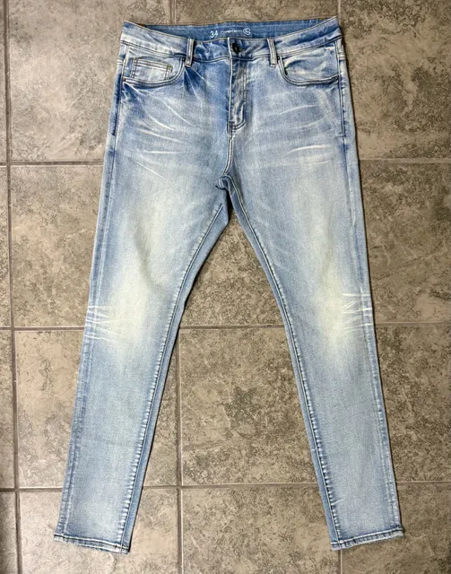 Crysp Denim Skinny Jeans Size 34 Light Wash Distressed