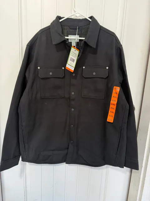 John Deere Canvas Shirt Jacket XXL Black Plaid Lined New With Tags