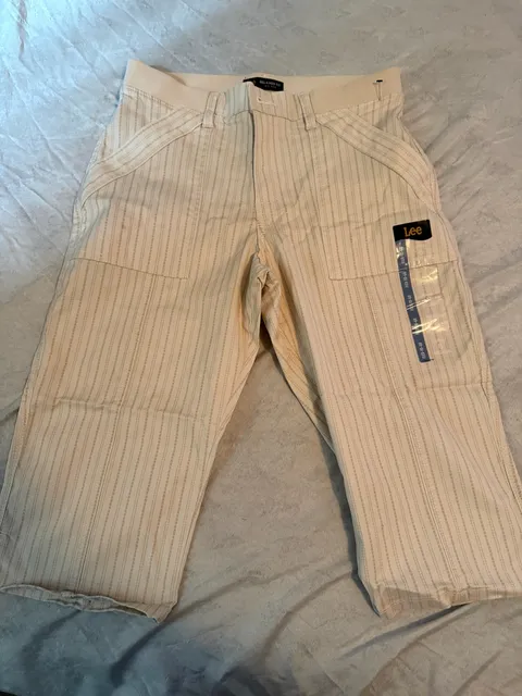 Lee Relaxed Fit Cargo Pants Size Medium Beige Striped