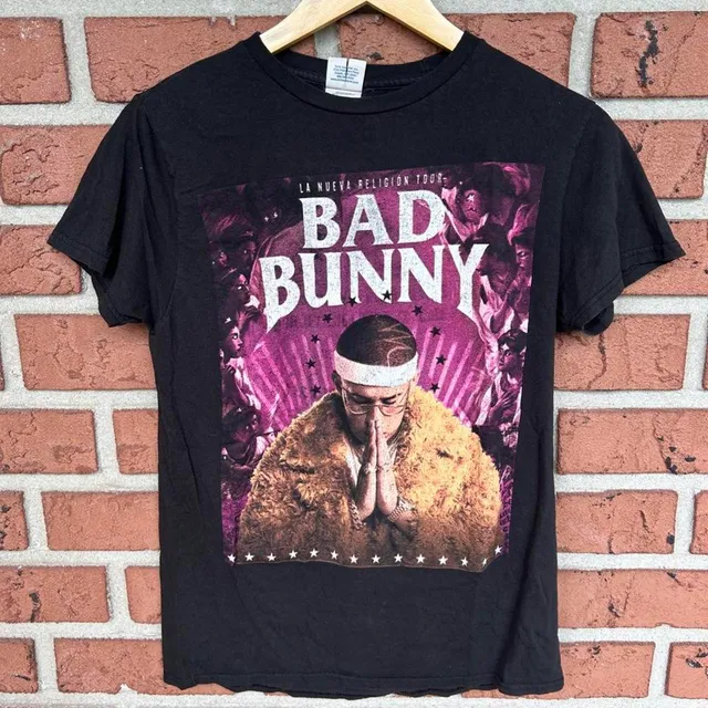 Bad Bunny La Nueva Religion Tour 2018 Concert T-Shirt Size S Black