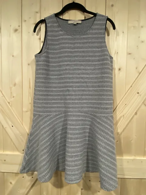 LOFT Sleeveless Dress Size S Gray Textured Knit Drop Waist