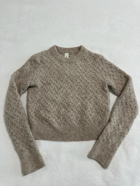 Lululemon Beige Cable-Knit Pullover Alpaca Hair Nylon Women's Size XS