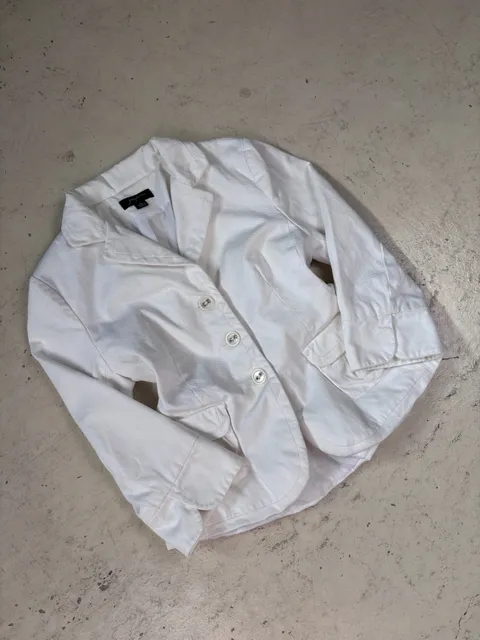 Josephine Blazer Size 8 White Textured Cotton Button Front