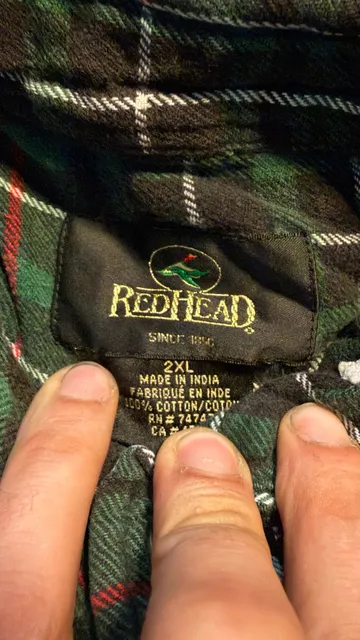 RedHead Plaid Flannel Shirt Size 2XL Green Black Long Sleeve Cotton