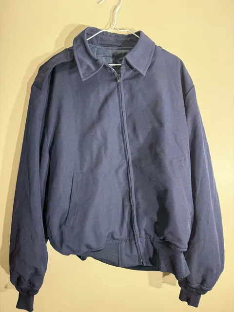 Vintage Navy Blue Full Zip Bomber Jacket