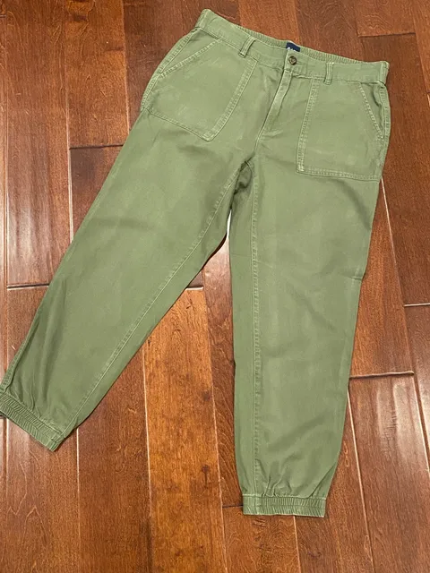 Gap Utility Jogger Pants Size M Green Cotton Fatigue Cargo Cuffed Ankle