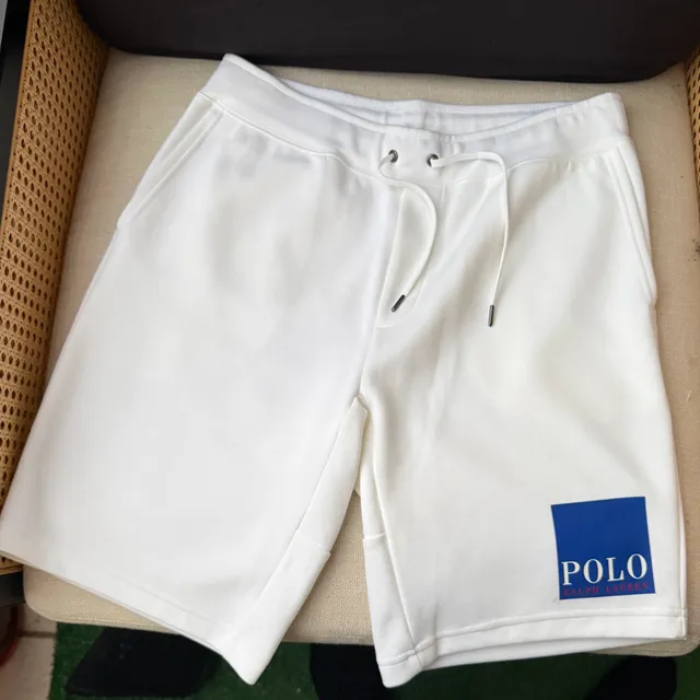 e: Polo Ralph Lauren Men’s White Fleece Drawstring Shorts Size S