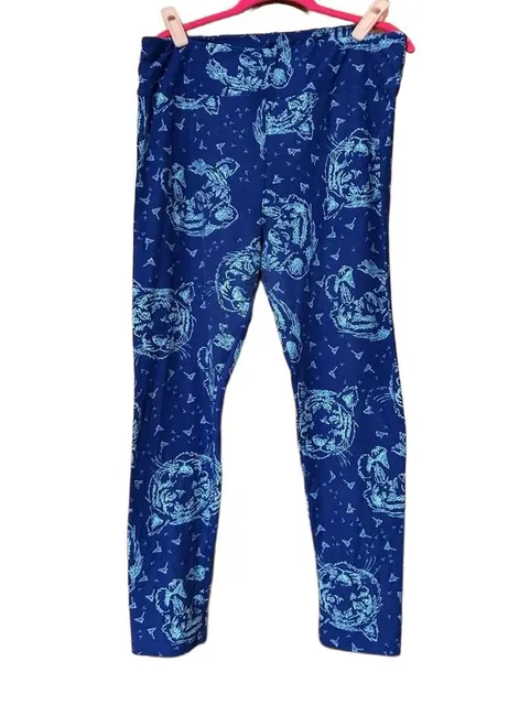 LuLaRoe Leggings Tall & Curvy Blue Tiger Print