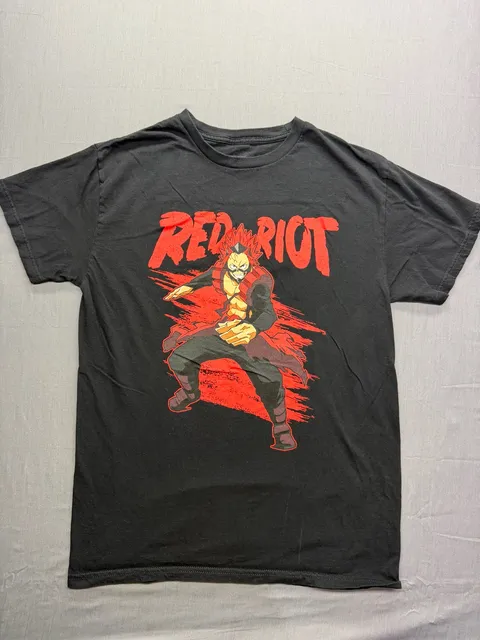 My Hero Academia Red Riot T-Shirt Size M Black Eijiro Kirishima Anime