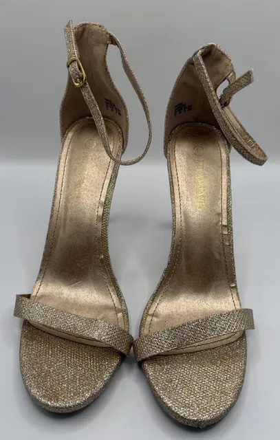 Dream Pairs Karrie Heels Size 11 Gold Glitter Ankle Strap Stilettos