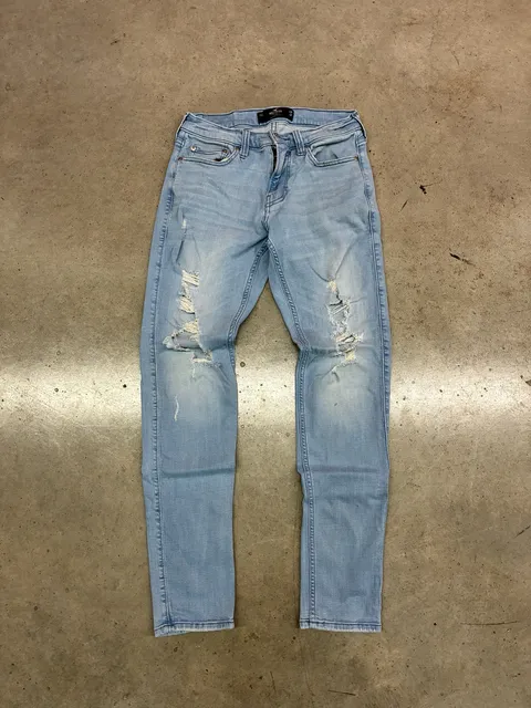 Hollister Skinny Jeans 29x32 Distressed Light Wash Advanced Stretch