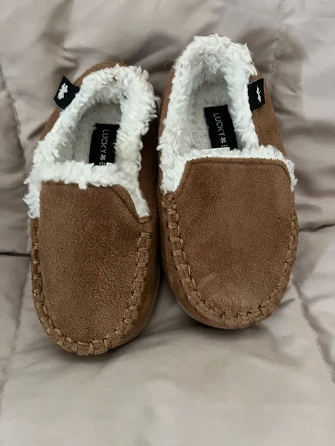 Infant Lucky Brand Slippers Brown Faux Fur Sherpa Lined