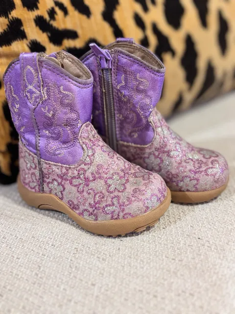 Roper Cowboy Boots baby Size 3 Purple Glitter