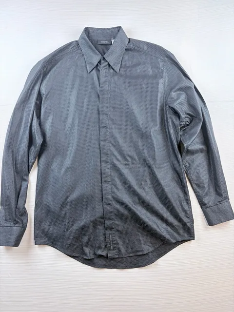 Versace Classic V2 Long Sleeve Button Up Shirt Size 15.5 39 Black Textured