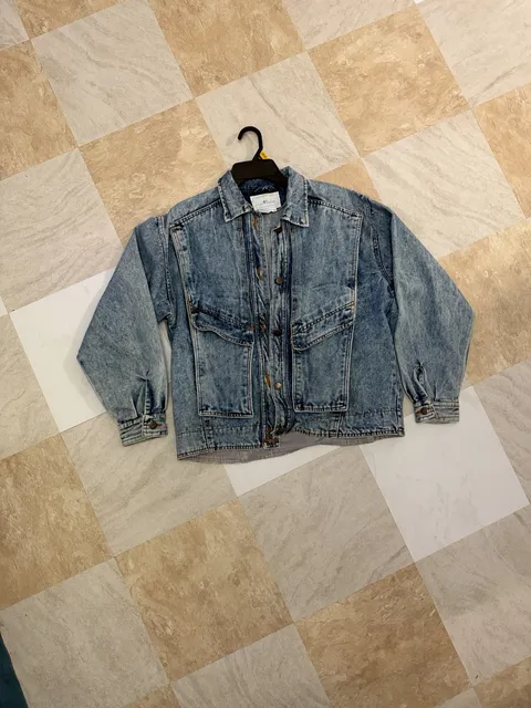 Sergio Valente Acid Wash Denim Jacket Size M Vintage Striped Trim