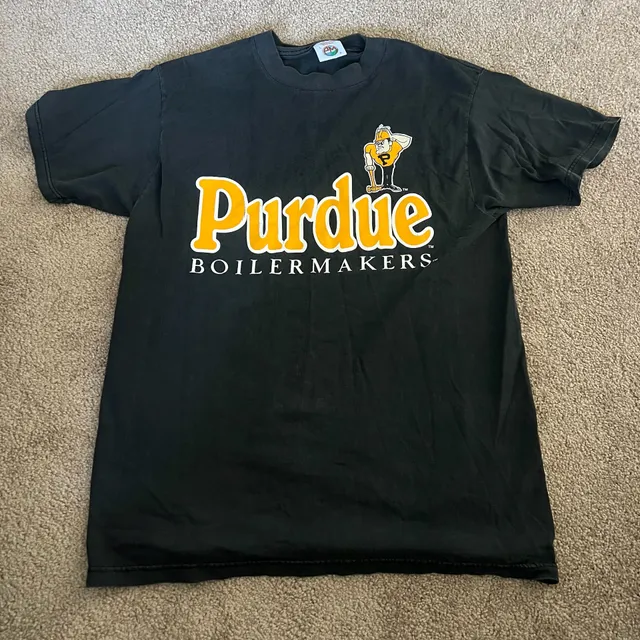 Vintage AM Purdue Boilermakers T-Shirt Size L Black Graphic Tee