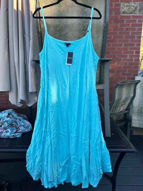 Torrid Cami Dress Size 2 Aqua Blue V-Neck New With Tags