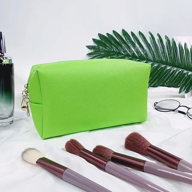 Unique Bargains Waterproof PU Leather Travel Toiletry Organizing  in Green