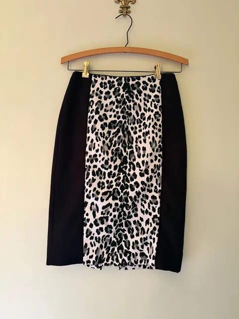 Skirt Pencil Leopard Print Black White