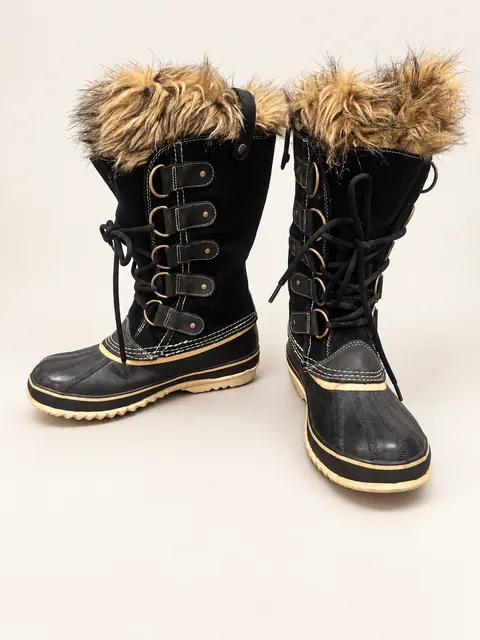 SOREL Joan of Arctic Black Suede Faux Fur Winter Snow Boots Women’s Size 8
