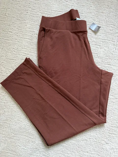 NWT J.Jill Affinity French Terry Slim Leg Pants Size XL Brown