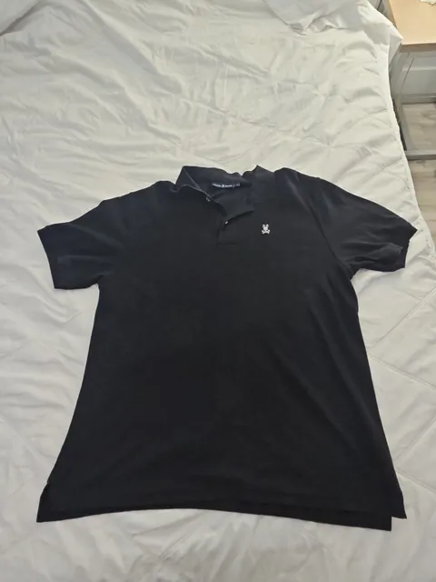 Psycho Bunny Polo Shirt Size 8 (XXL) Black Chevron Short Sleeve
