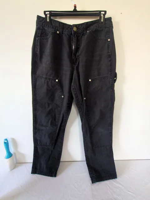 No Boundaries Cargo Pants 30x30 Black Denim Double Knee Utility