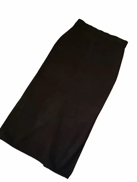Vintage Milano Design Group Black Knit Maxi Skirt M Minimalist 90s Column Skirt