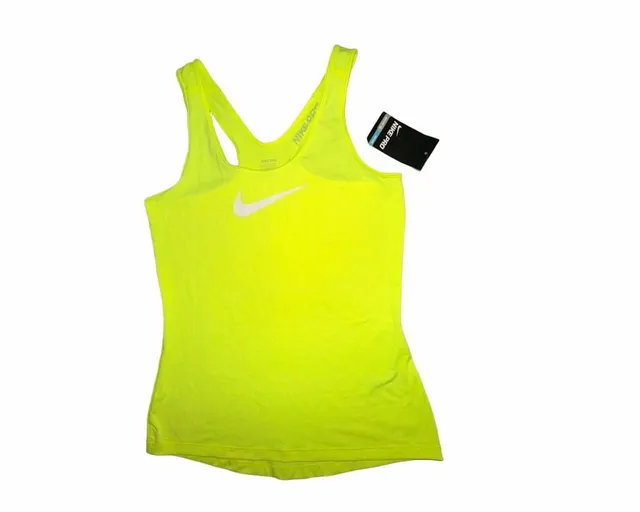 Nike Pro Tank Top Size M Yellow Neon Athletic Dri-Fit New With Tags