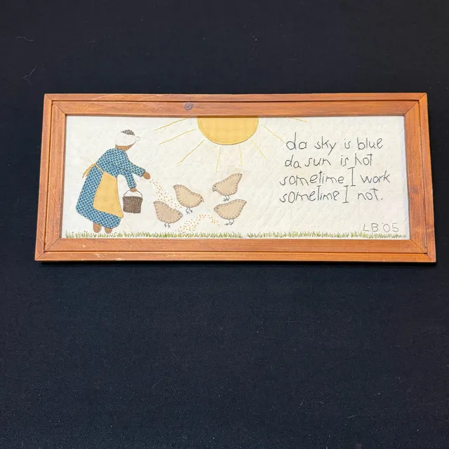 Handmade Quilted Embroidered Wall Art Framed Poem Folk Art 2005 One of a Kind