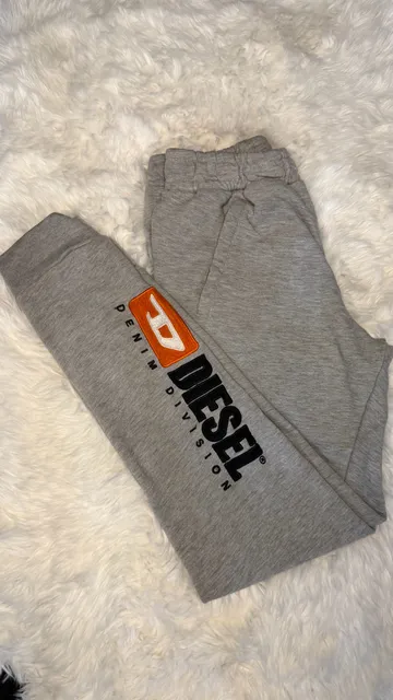 Diesel Denim Division Jogger Pants Size M (10/12) Grey Logo Sweatpants