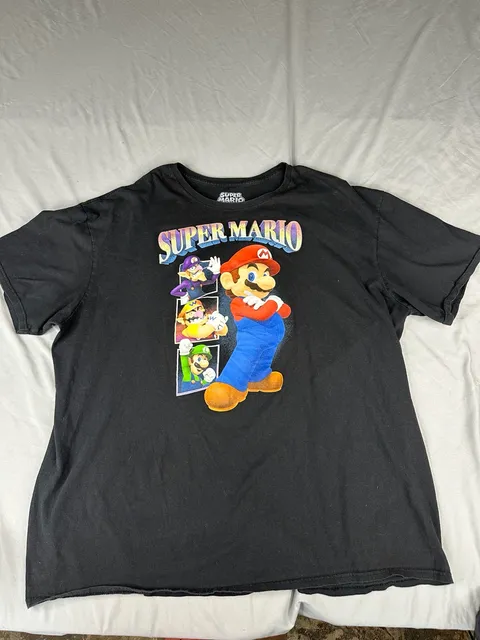 Super Mario T-Shirt Size 3X Black Graphic Character Tee Nintendo