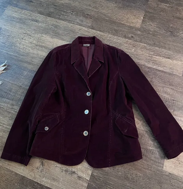 Vintage J. Jill Corduroy Blazer Size L Deep Purple Jacket