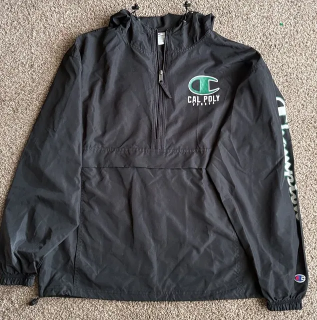 Champion Cal Poly Pomona Windbreaker Jacket Size M Black