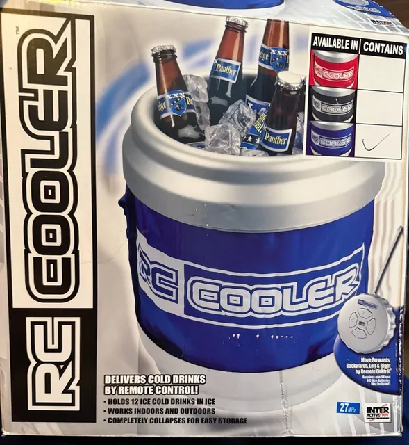 RC COOLER Remote Control Travel Cooler Blue Holds 12 Pack RARE Exc Cond