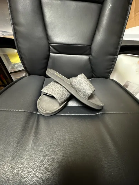 Michael Kors Dana Signature Logo Slide Sandal Black Grey