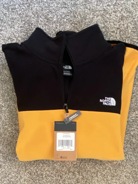 The North Face Fleece Pullover Size L Gold Black Quarter Zip Jacket