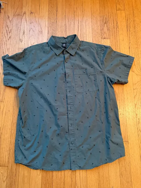 Mountain Hardwear Short Sleeve Button Down Shirt Size L Green Leaf