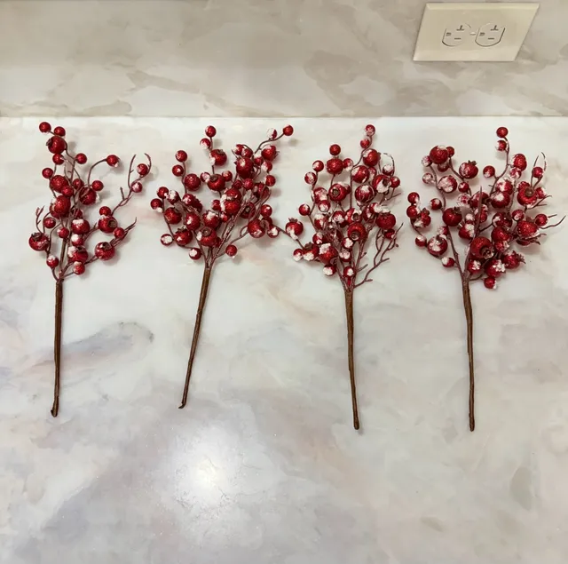 Glitter Berry Floral Picks Set Of 4
