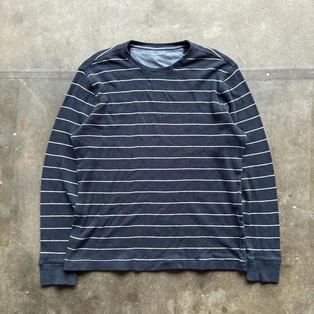 Y2K Banana Republic Striped Waffle Knit Thermal Long Sleeve Size XL