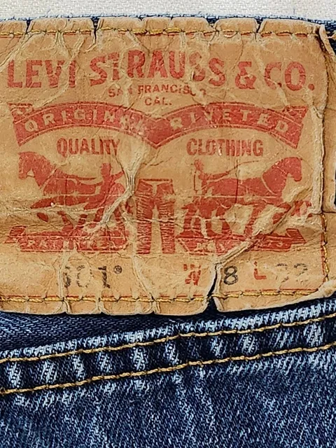 Levi's 501 Straight Leg Jeans 38x32 Blue Denim Pre-Owned