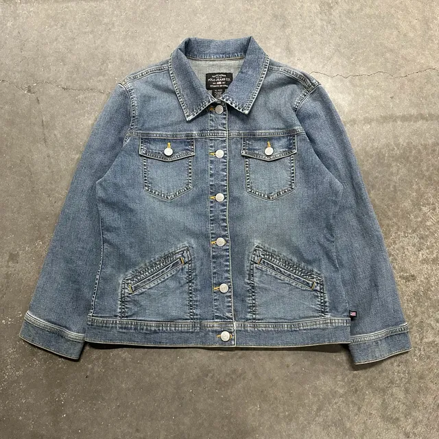 Polo Jeans Co Ralph Lauren Women’s Denim Trucker Jacket XL Stretch Western Y2K