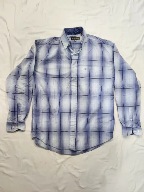 Stetson Long Sleeve Button Down Shirt Size M Blue Plaid
